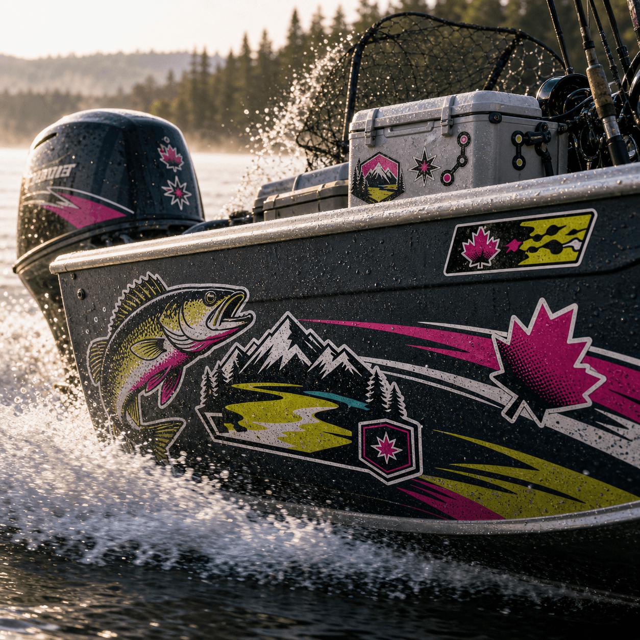 Custom boat name decal on a hull
