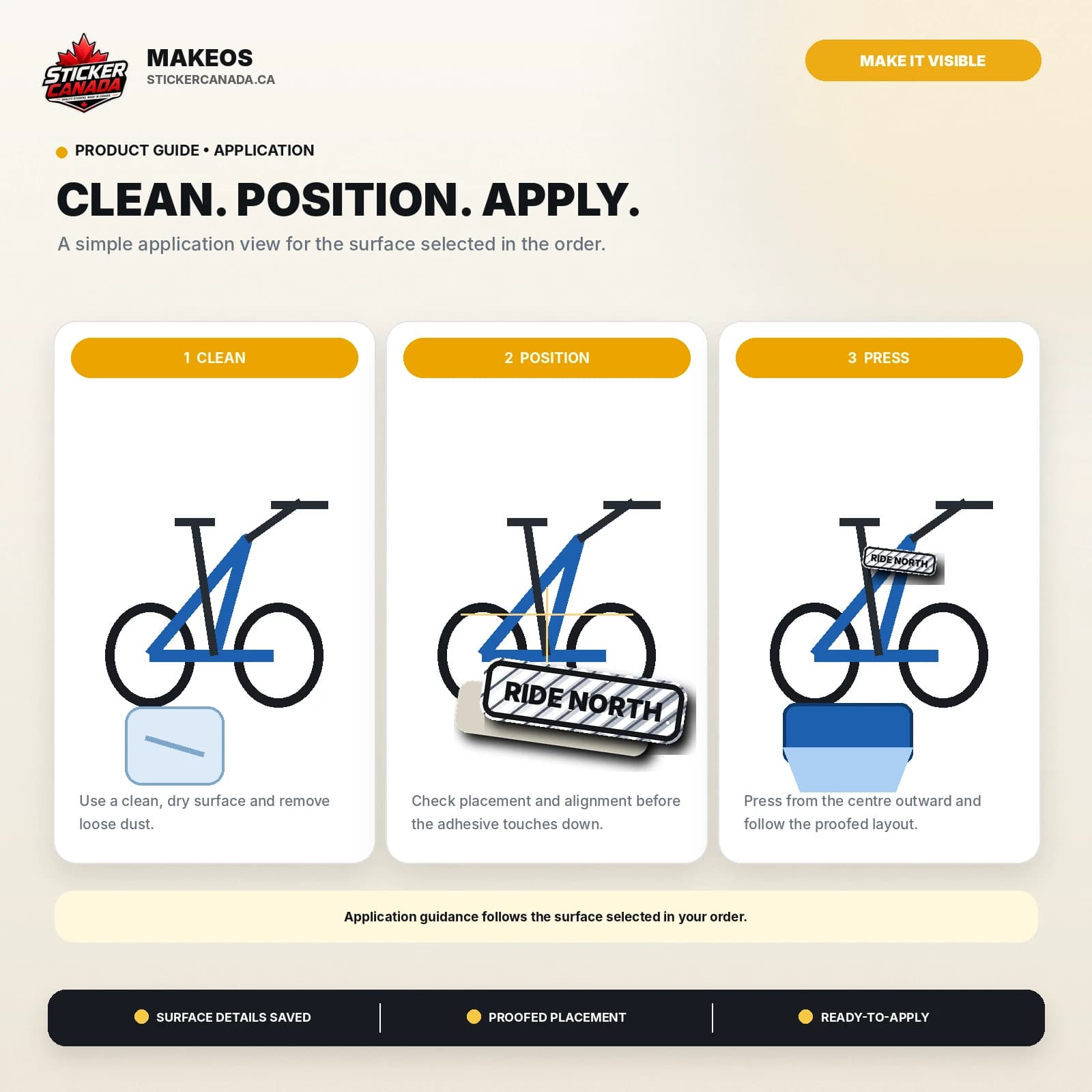 Reflective Bike & Scooter Decals application steps for bike, scooter, helmet