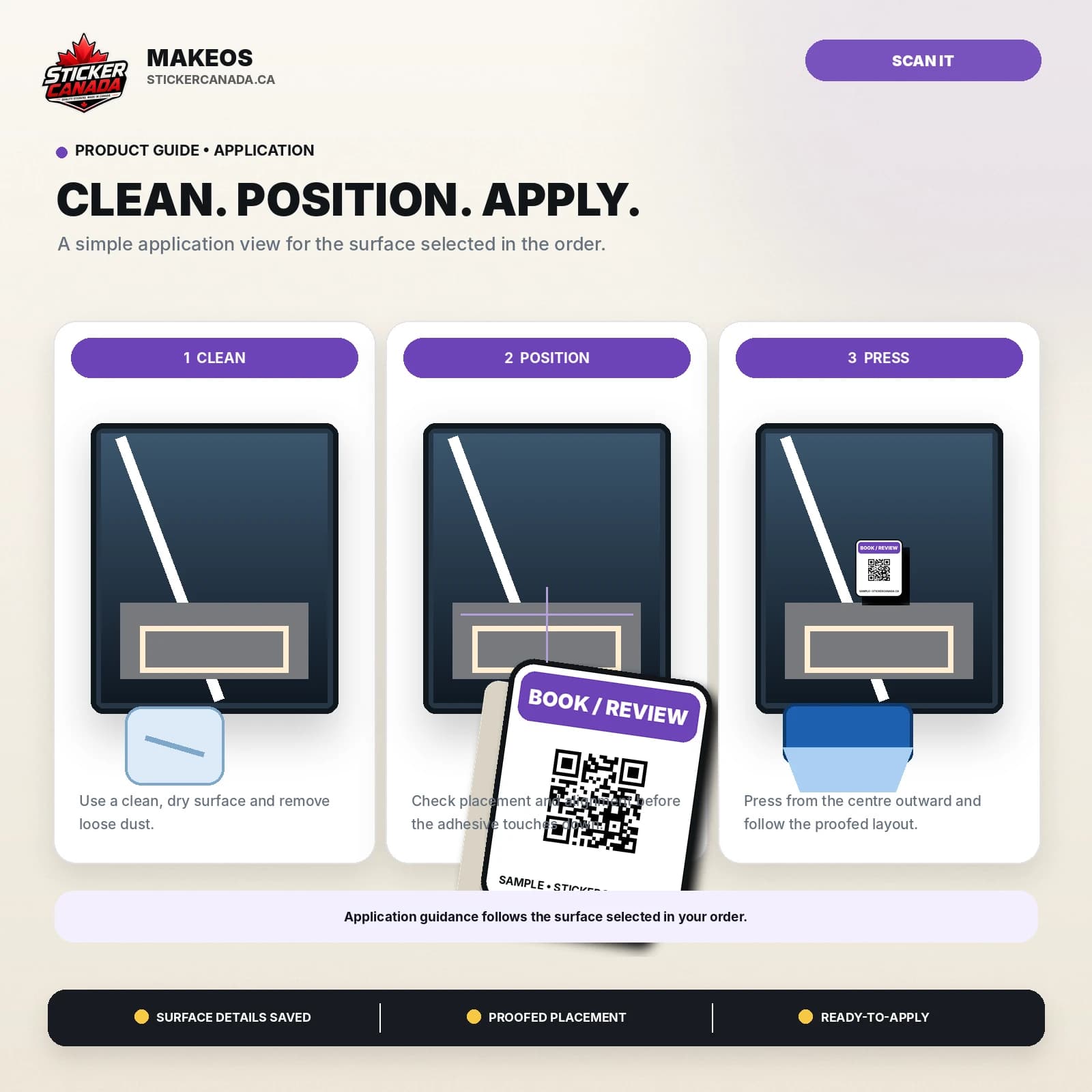 Review & Booking QR Labels application steps for counter, package, mailer
