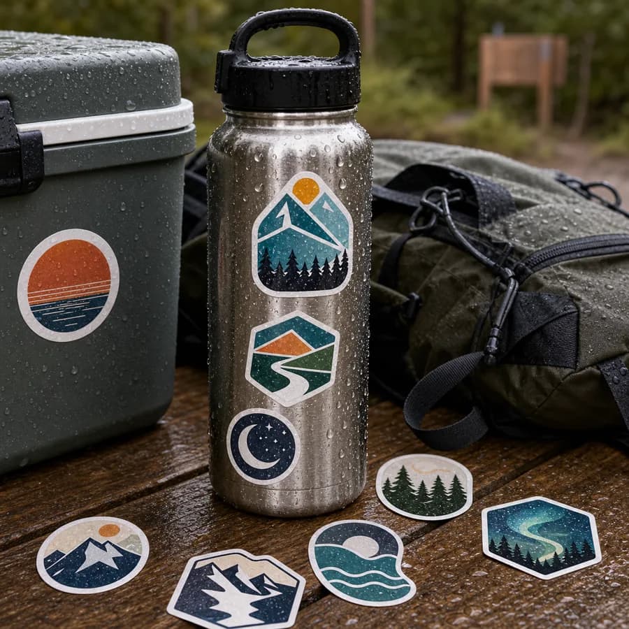 Water bottle stickers — outdoors and hiking