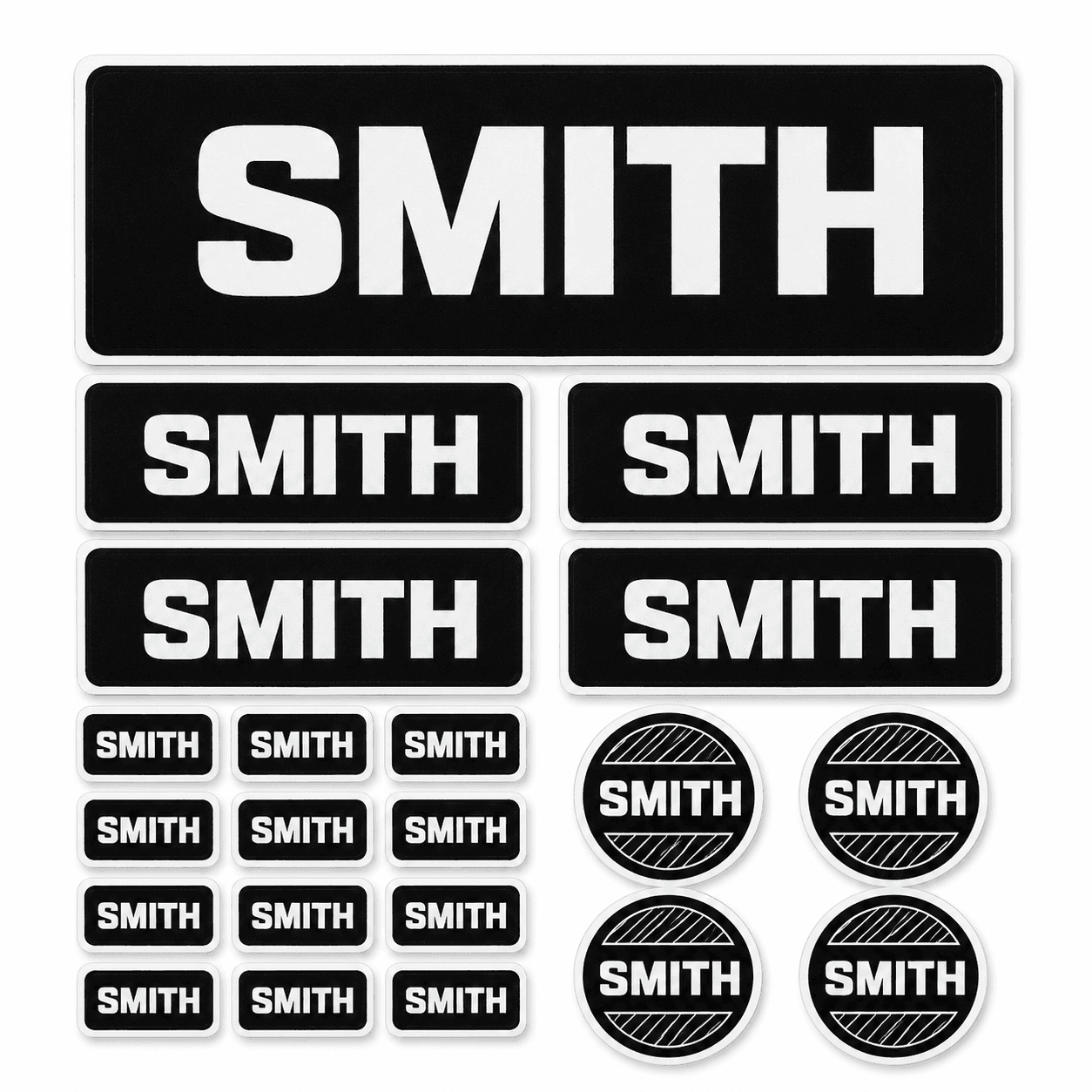 Complete custom sticker and decal combo pack layout