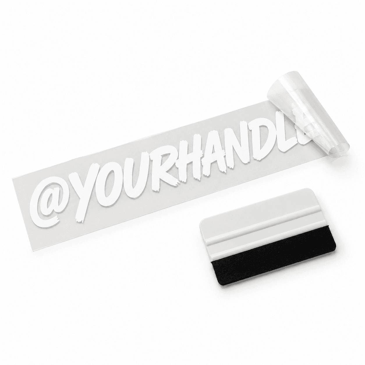 Custom social handle decal with transfer tape and install kit
