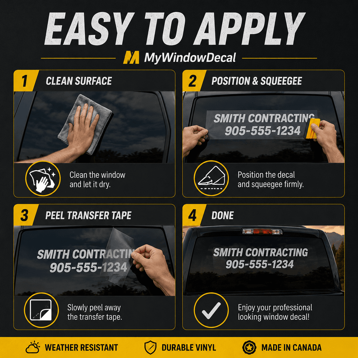 Easy application instructions for custom vehicle window decals