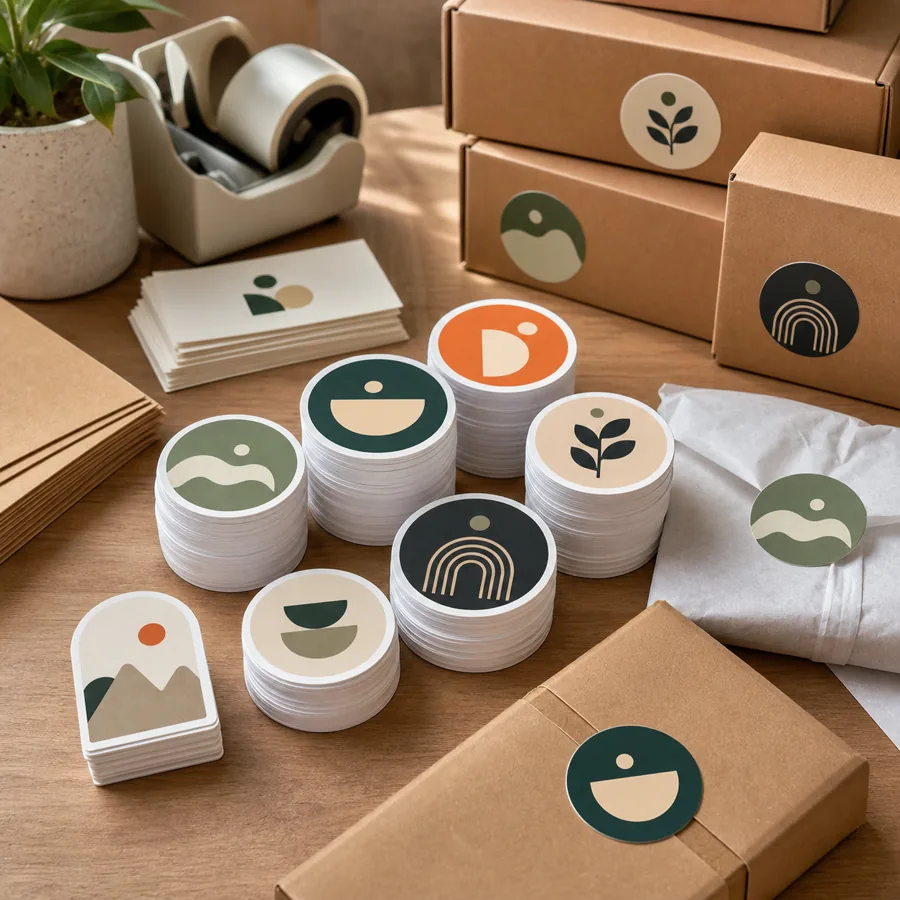 Custom logo stickers used on Canadian ecommerce packaging