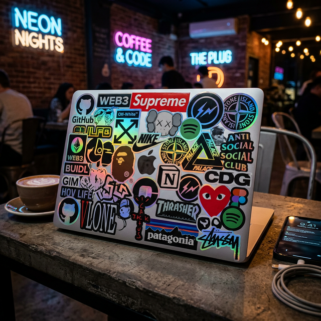 Custom laptop stickers — lifestyle