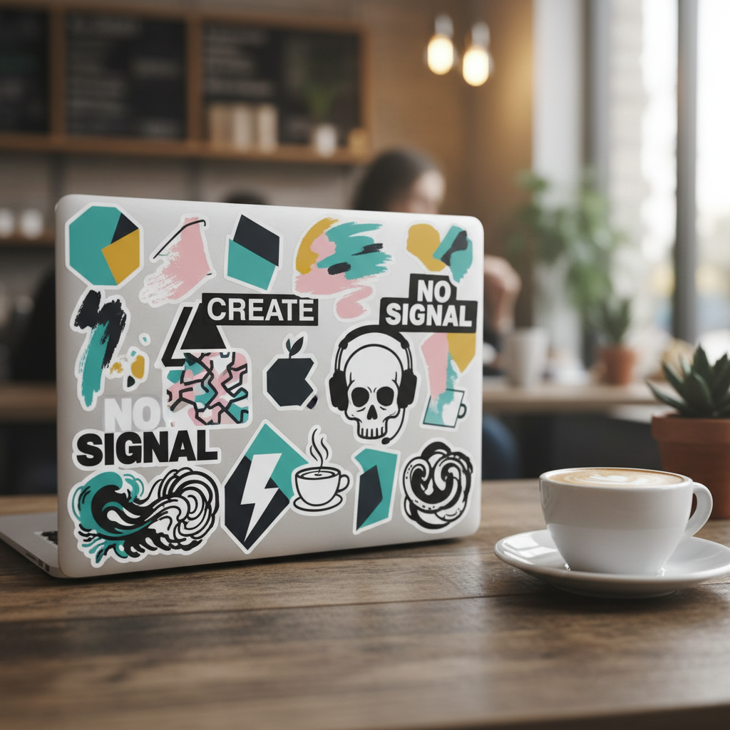 Custom laptop stickers — streetwear and developer culture